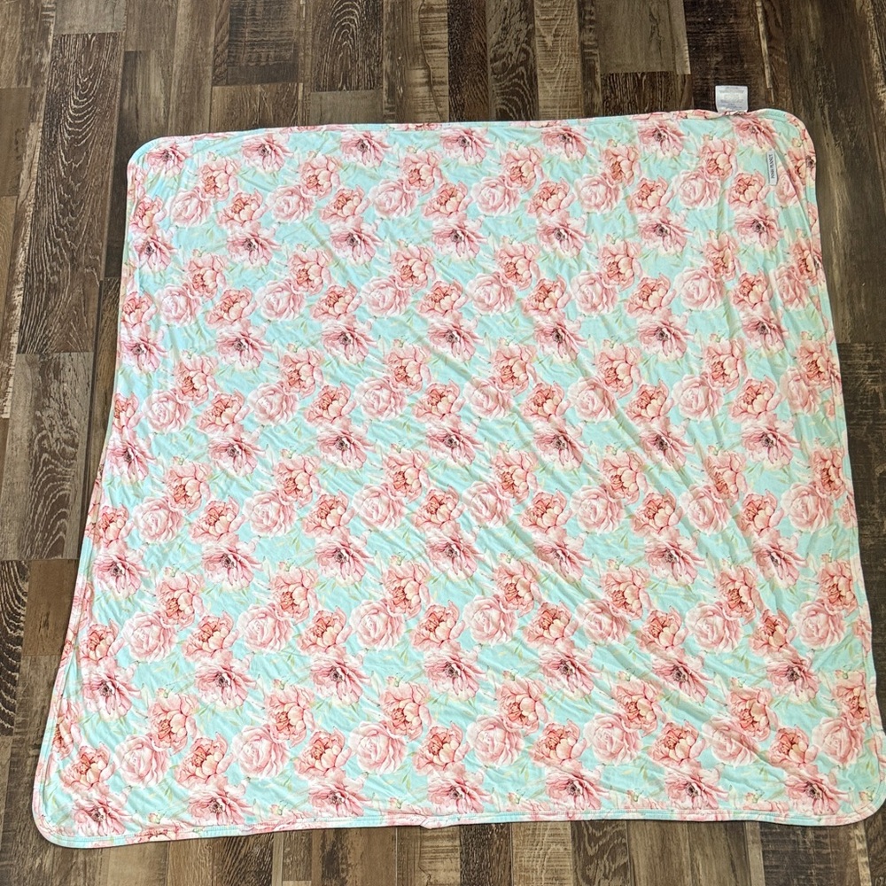 Posh Peanut Aqua and Pink Floral Blanket
